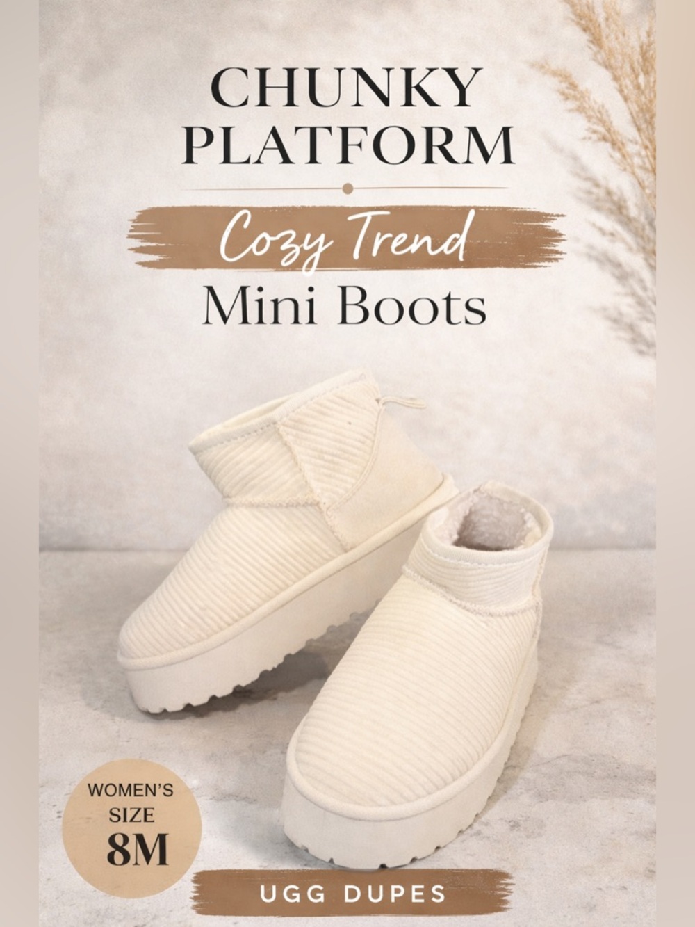Dirty Laundry Yarroh Cream Corduroy Platform Ribbed Mini Boots 8 EUC